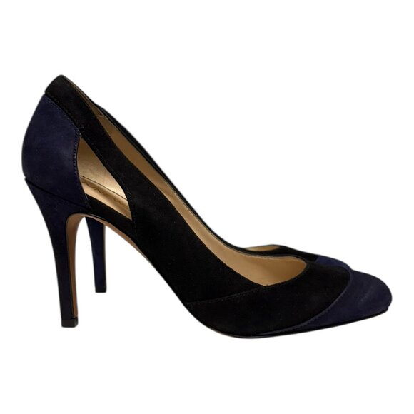 Nine West Navy & Black Faux-Suede Heels (7.5) - Picture 1 of 4